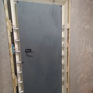 A secure firearms vault in the process of being built
