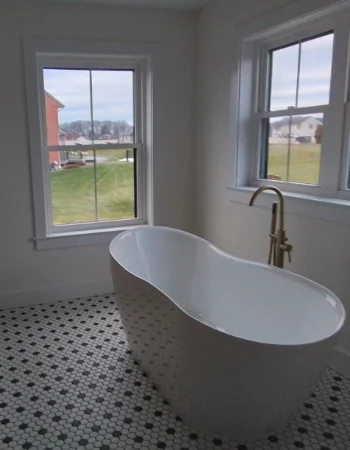 Traditional Amish craftsmanship visible in new bathroom vanity construction in Narvon, PA