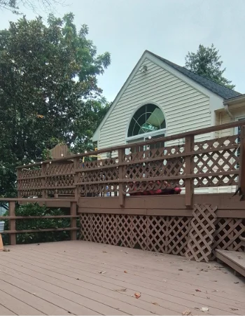 Amish decking materials comparison illustrating the weather resistance of composite versus wood