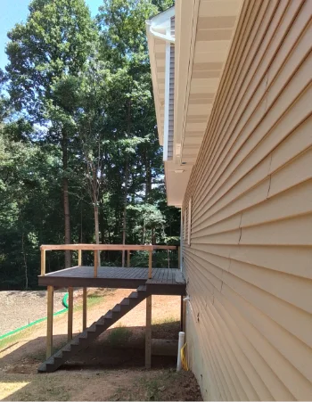 A wooden deck construction project in progress in Concordville, PA