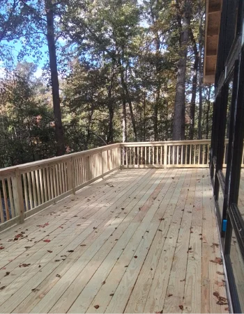 A custom-built and spacious pressure-treated wood deck in Lancaster County, PA