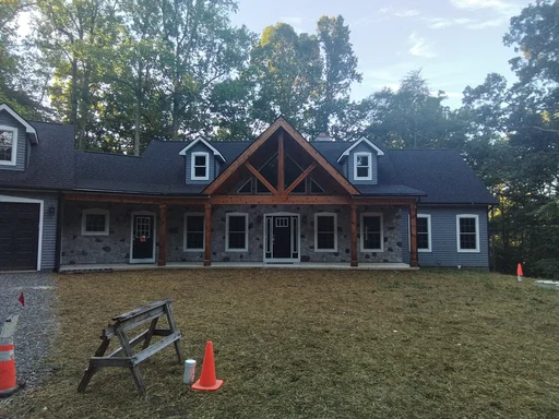Custom timber-frame rancher exterior in Elverson, PA