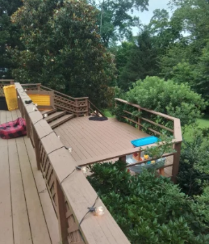 Luxury custom deck construction featuring composite decking materials in Chester Springs, PA
