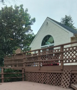 Custom multi-level deck construction with stained wood in Frazer, PA