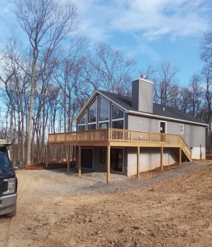 A newly constructed residential wood deck in Paoli, PA