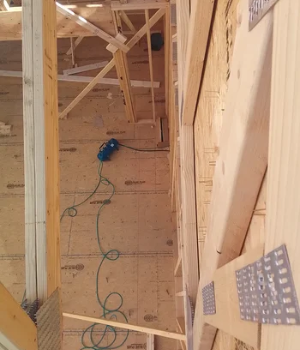 Structural floor joist and wall framing on a residential project in Downingtown, PA