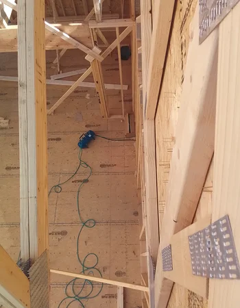 Structural floor joist and wall framing on a residential project in Downingtown, PA