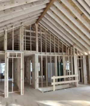 Professional house framing for a new single-family home build in Lionville, PA