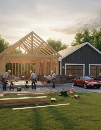 New custom garage construction in progress