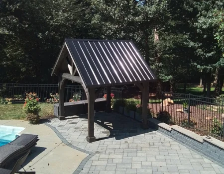 A walkway in between retaining walls in Chester County, PA